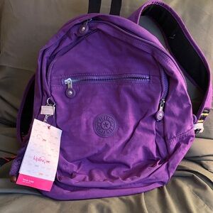 Kipling Challenger Tilepurple Nylon Book bag with Front Zip Pocket
